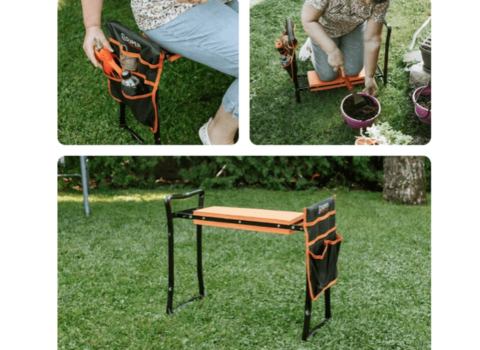 maintain good posture when tending the garden by using a garden kneeler